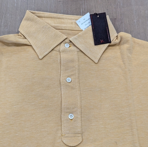 Mens ISAIA Cotton Short Sleeve Polo Shirt Yellow - Picture 2 of 5